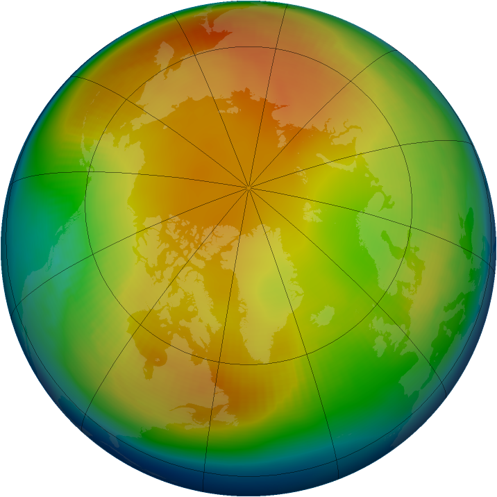 Arctic ozone map for January 1985